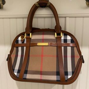 Burberry Tan and Black Checkered Satchel